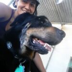 Sam happy with his human friend.