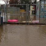 Water damage at CARL outside gate.